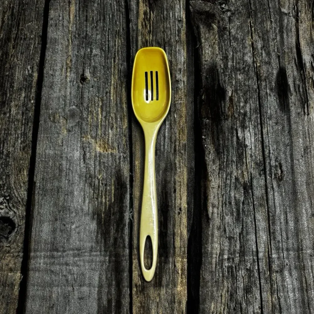 Vintage Ensar Corp Nylon Plastic Slotted Spoon Made USA Tan